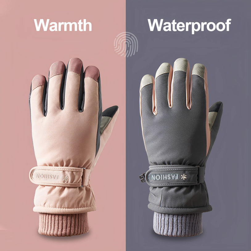 Waterproof Solid-Color Winter Gloves - Stylish & Snow-Ready