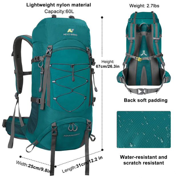 50L All-Purpose Waterproof Hiking Backpack - NEVO RHINO