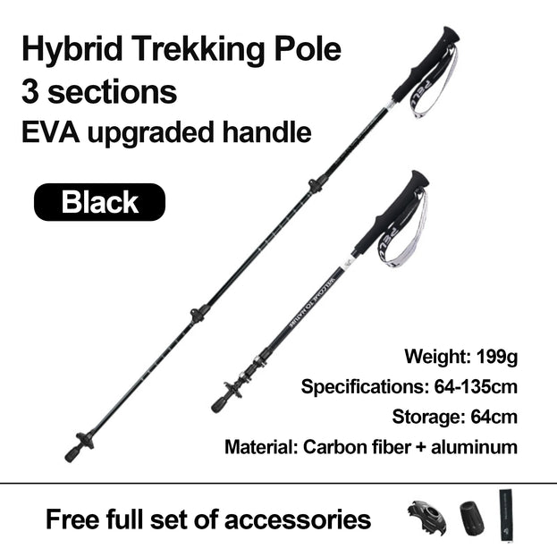 Pelliot Hybrid Trekking Pole - Carbon Fiber & 7075 Aluminum Alloy