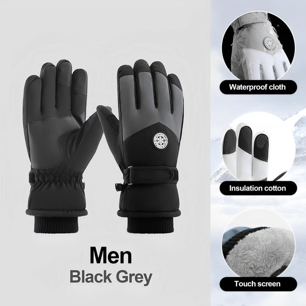 Waterproof Solid-Color Winter Gloves - Stylish & Snow-Ready