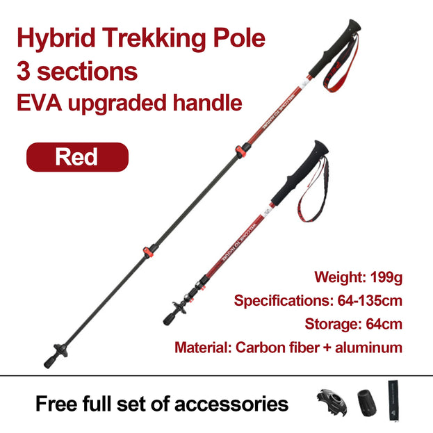 Pelliot Hybrid Trekking Pole - Carbon Fiber & 7075 Aluminum Alloy