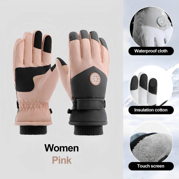 Waterproof Solid-Color Winter Gloves - Stylish & Snow-Ready